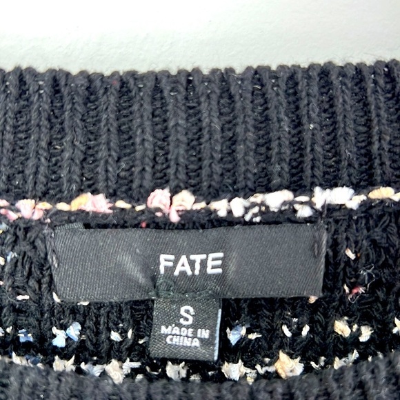 fab'rik Fate Black Multi Color Tweed Fringe Top Size Small - Picture 9 of 11